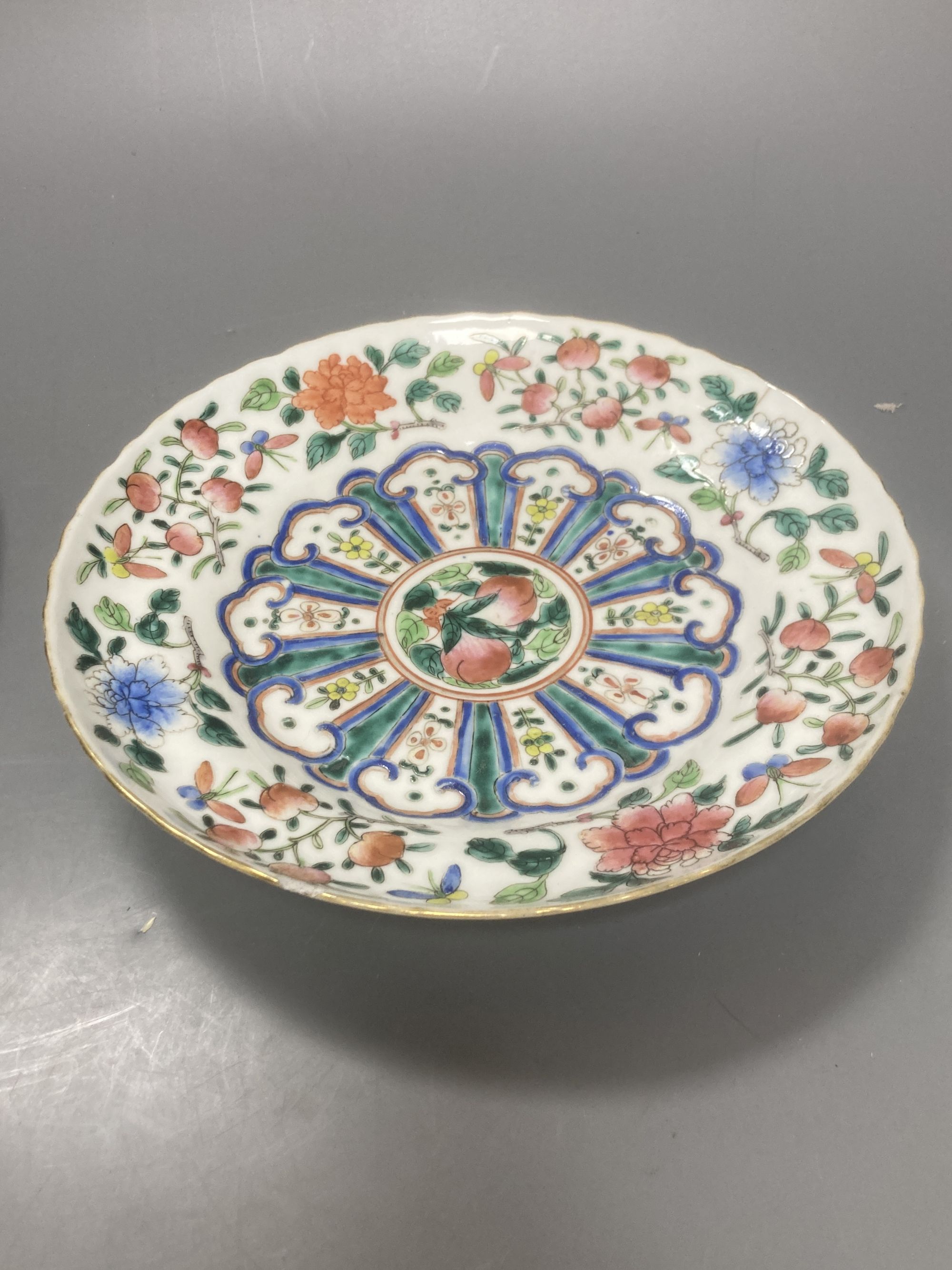 Three Chinese plates, largest 26cm diameter